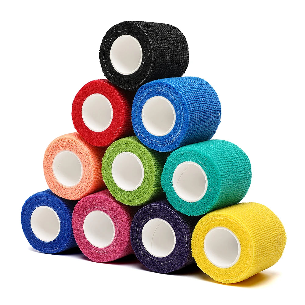 12pcs of 4.8-Meter Elastic Sports Self-Adhesive Bandages, Protecting Fingers, Ankles, Palms, and Shoulders, Knee Protection
