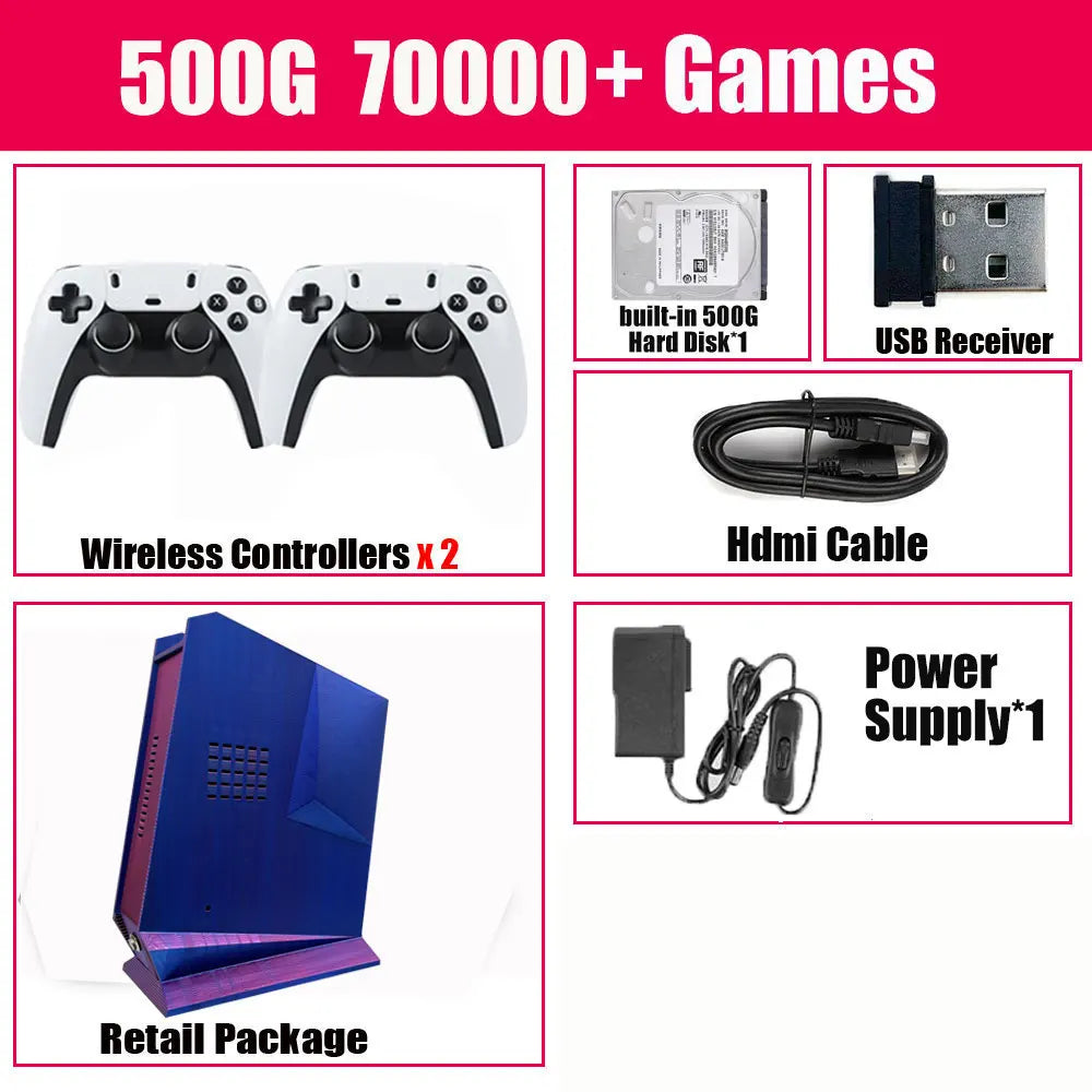G3 Pro Retro Video Game Console Dual System with 99999+Games for SWITCH/PS3/WIIU/WII/PS2 60+Emulators 4K HD Wireless Controllers