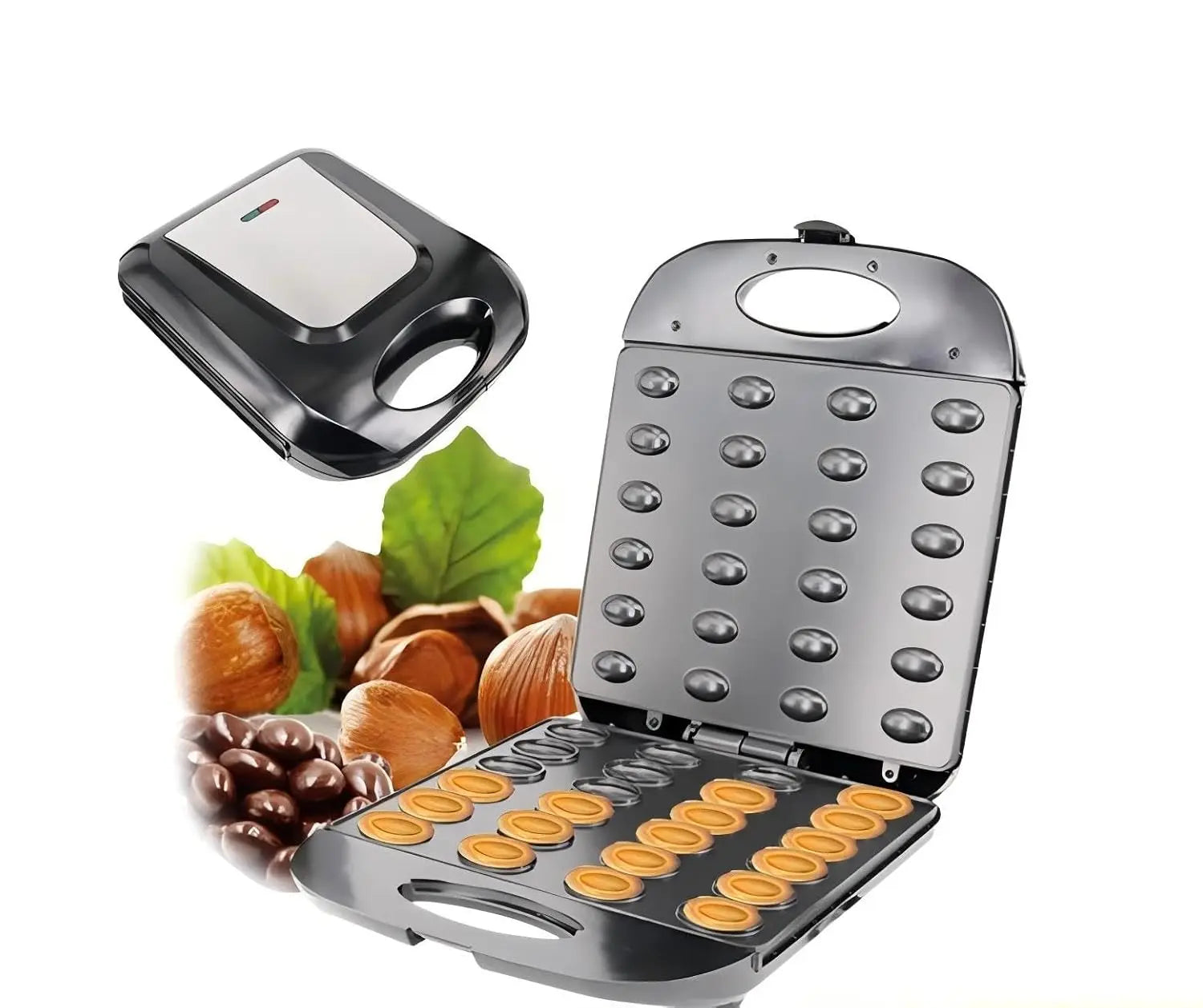24 Walnut Cookie Maker, Non Stick Double Sided Walnut Cookie, Electric Maker Mold Maker Mini Nut