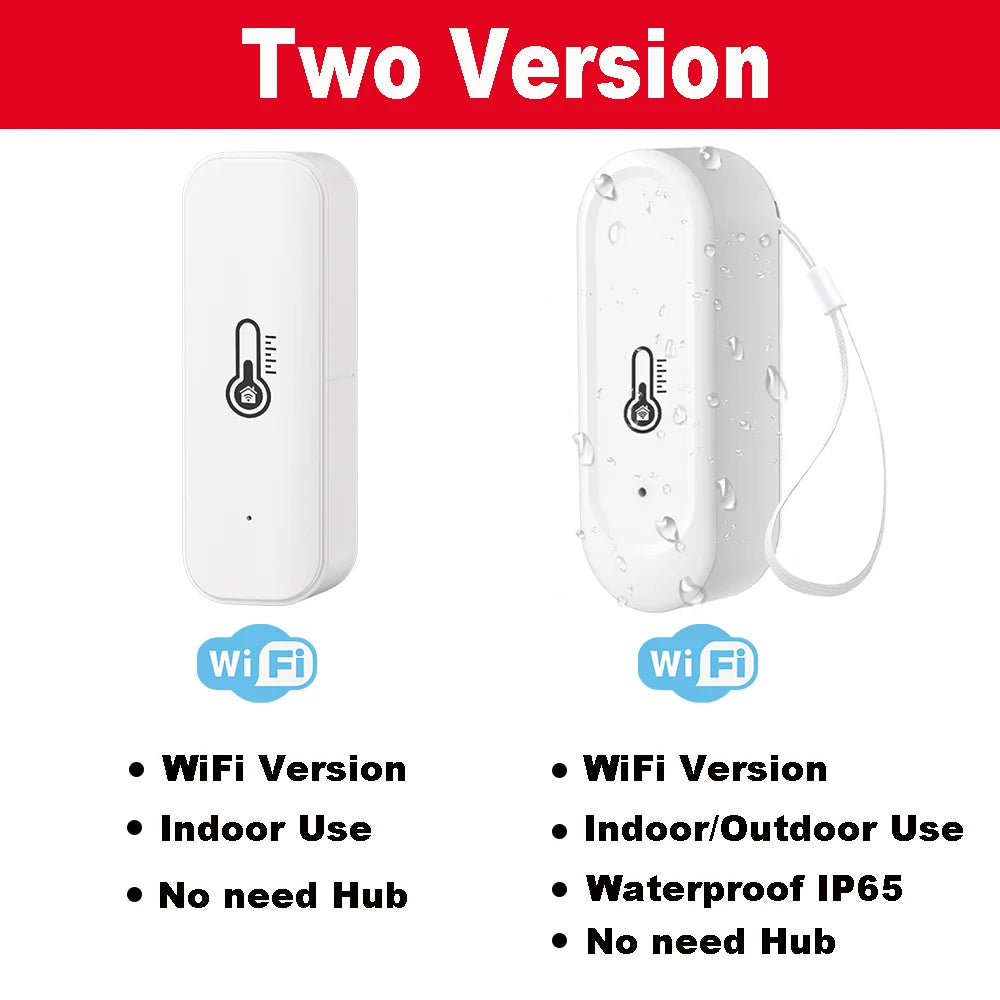 Tuya WiFi Outdoor IP65 Waterproof or Indoor Temperature Humidity Sensor Home Thermometer Compatible For Alexa Google Home Voice