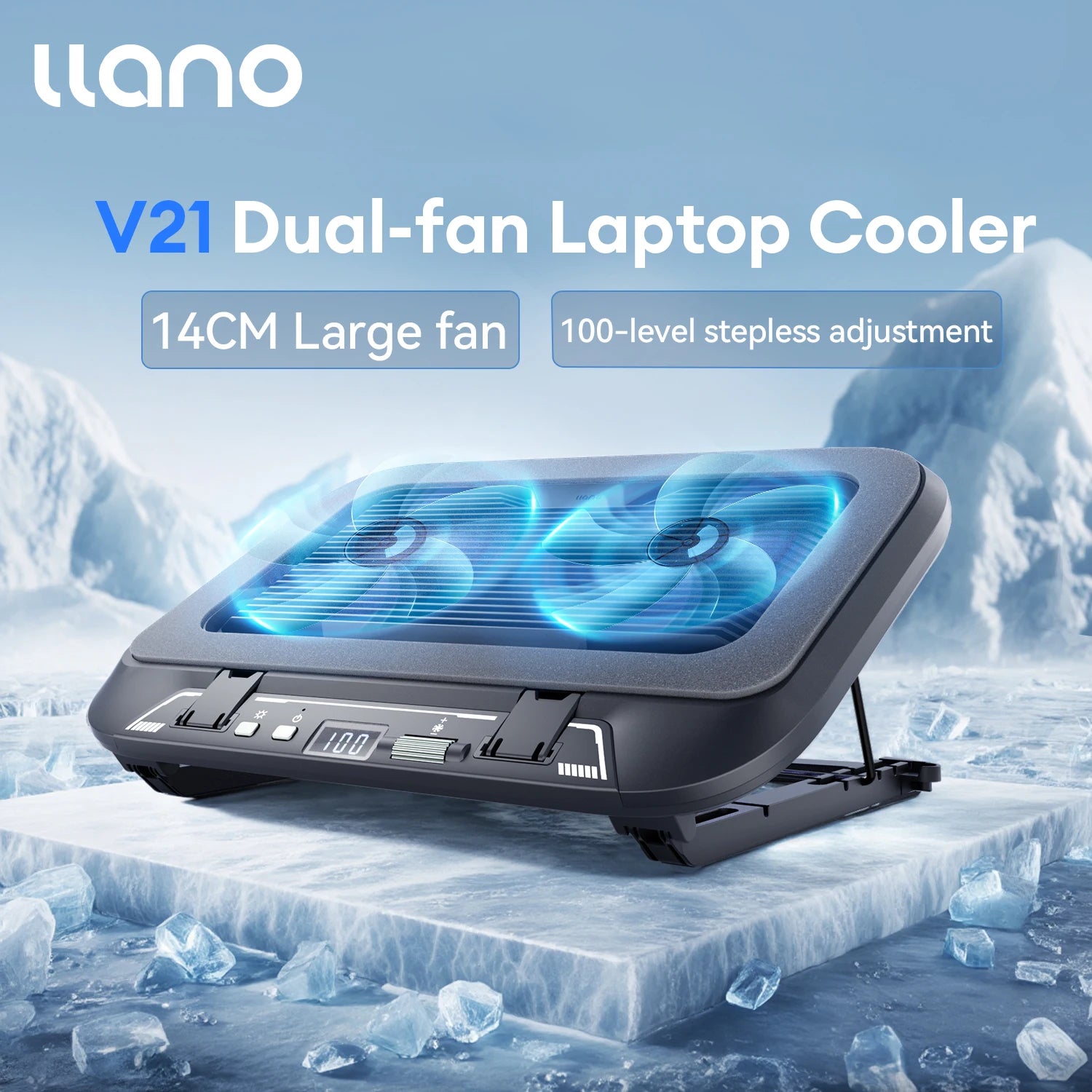 Keep your laptop cool and stylish with this adjustable, foldable cooler pad featuring LED lighting and powerful fans—fits 14" to 17.3" laptops perfectly!