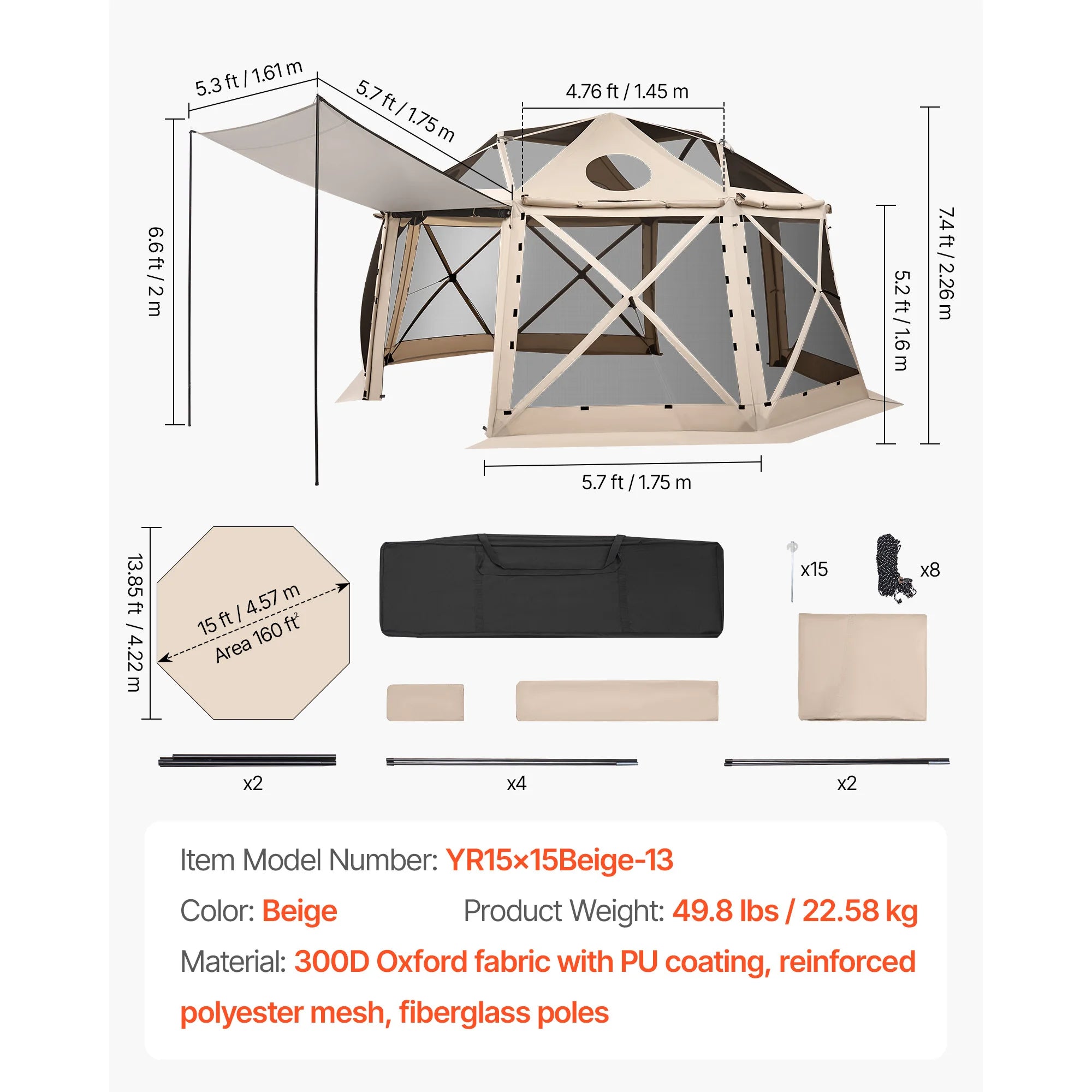 SucceBuy Pop up Gazebo Screen Tent Camping Canopy Tent w/ Removable Top&Carry Bag Quick-Set&Bite-Proof Screen House Sun Shelter