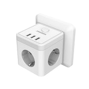 Wall Socket Extender with 3 AC Outlets 3 USB Ports 6-in-1 EU Plug Charger On/Off Electrical  Switch For Home Power Strip Socket