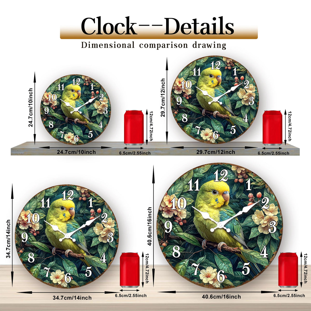 Vibrant Parrot on Branch Wall Clock - Tropical Bird Theme Decorative Timepiece for Home