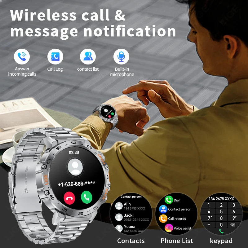 Stay active and connected with this men's smart watch featuring an HD screen, waterproof design, sports fitness tracking, and a handy flashlight—compatible with Android and iOS!