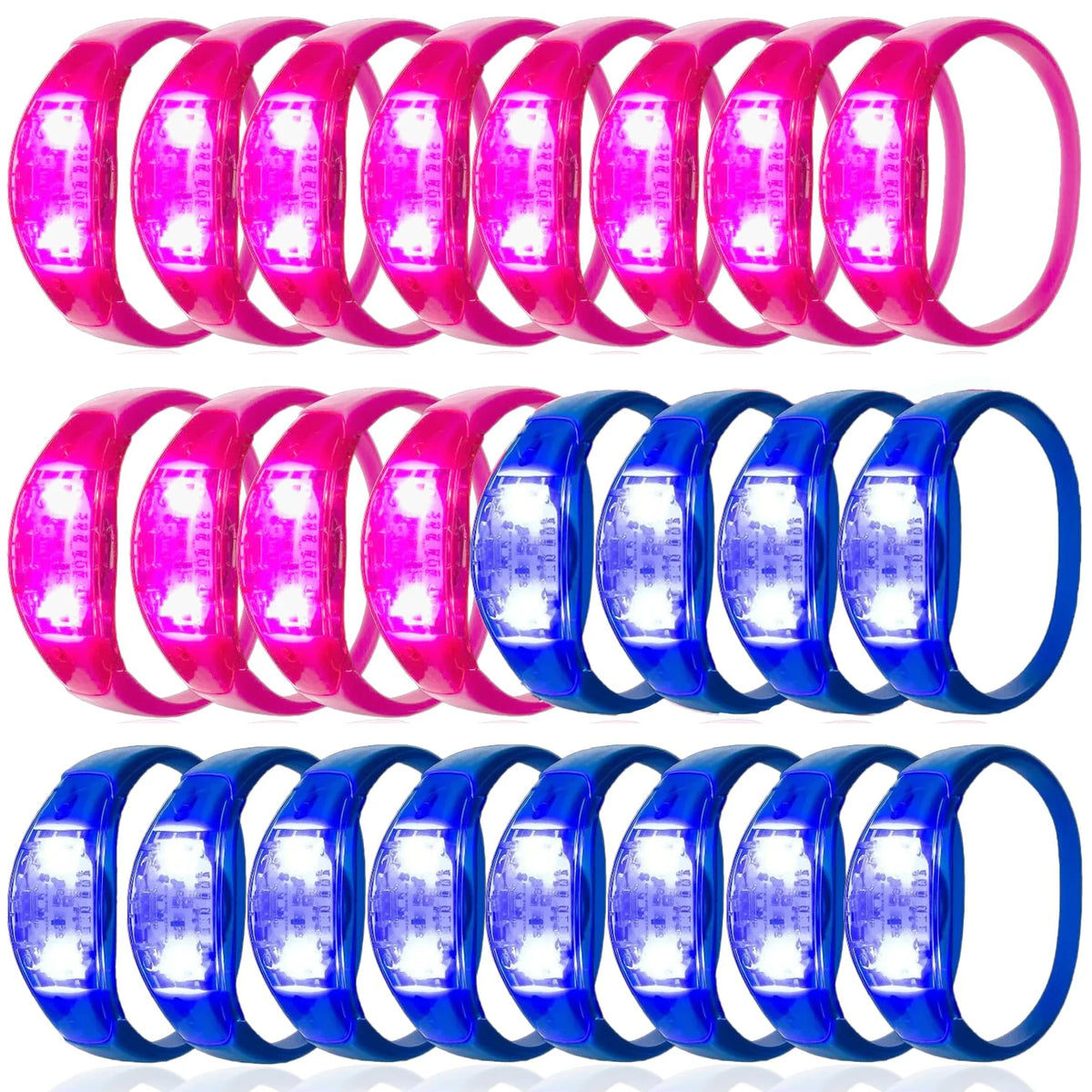 10-300PC LED Glow Bracelets Sound Activated Flashing Light Up Bracelet Luminous Bracelet for New Years Eve Music Control Concert