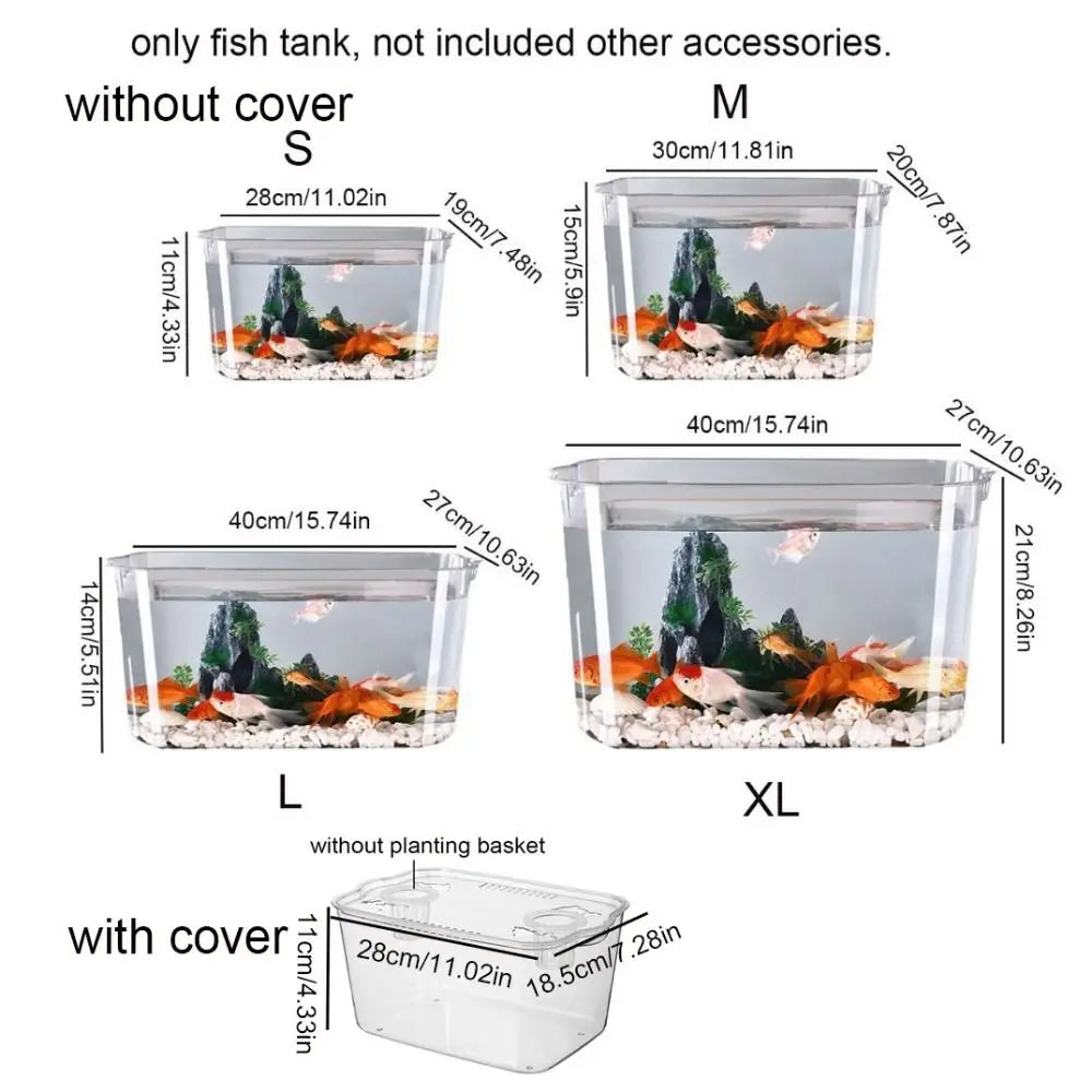 Fall Prevention Explosion-proof Plastic Fish Tank PET Transparent Tabletop Fish Tank Small Ecological Water Tank