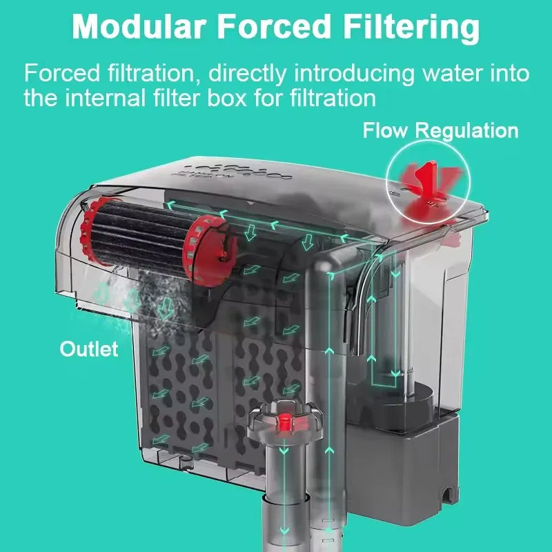 Aquarium Fish Tank Filter 3 in 1 Water Purification Circulation Pump Small Pump Silent Aeration Fish Tank Cleaning Tools