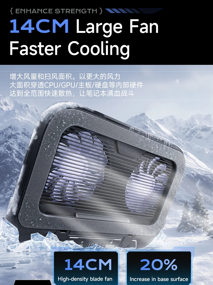 Keep your laptop cool and stylish with this adjustable, foldable cooler pad featuring LED lighting and powerful fans—fits 14" to 17.3" laptops perfectly!