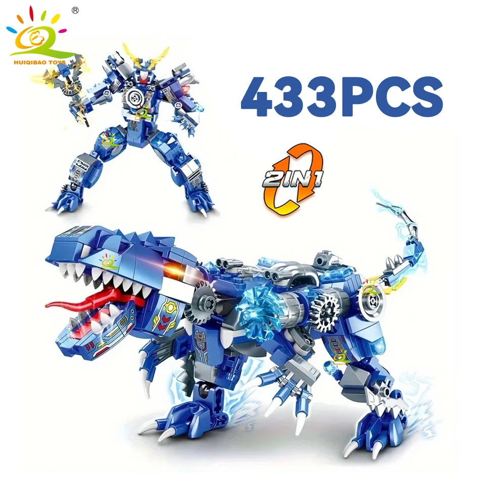 HUIQIBAO 2in1 Jurassic Dinosaur World Model Building Blocks City Triceratops Velociraptor Dino Park Bricks Children Toy Game