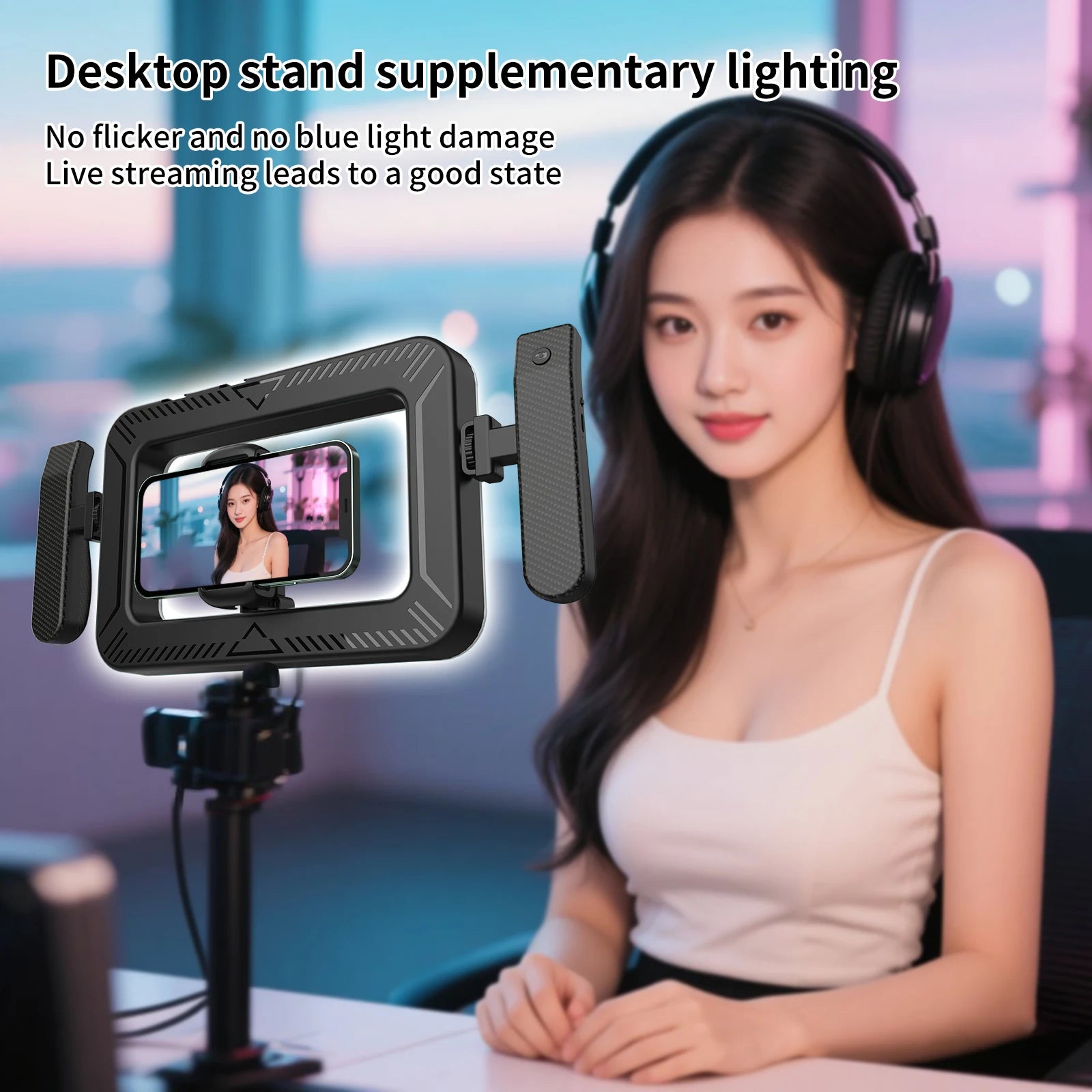 k03 Portable Handheld Ring LED Light New Rabbit Cage Lighting Photography Lamp for Mobile Live Broadcast Selfie Light Decoration