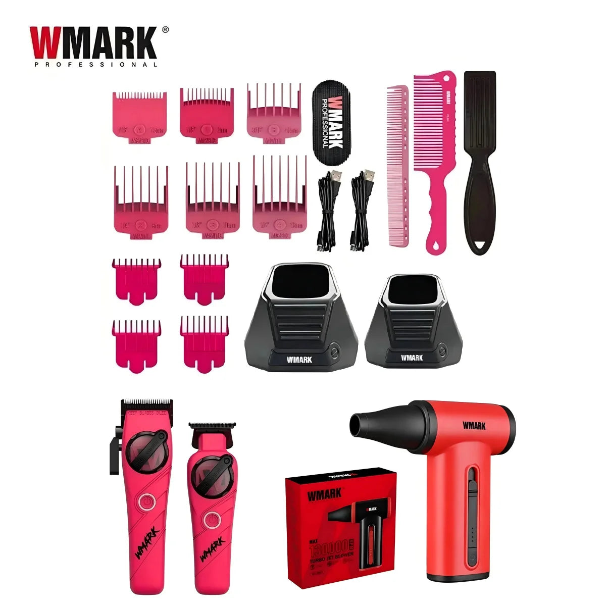 WMARK Hair Trimmers 5 in 1 Barber KIT Professional Shaver Hair Dryer and Spray Bottle Gift Box Trimmer NG-8637 NG-8613 NG-TB001
