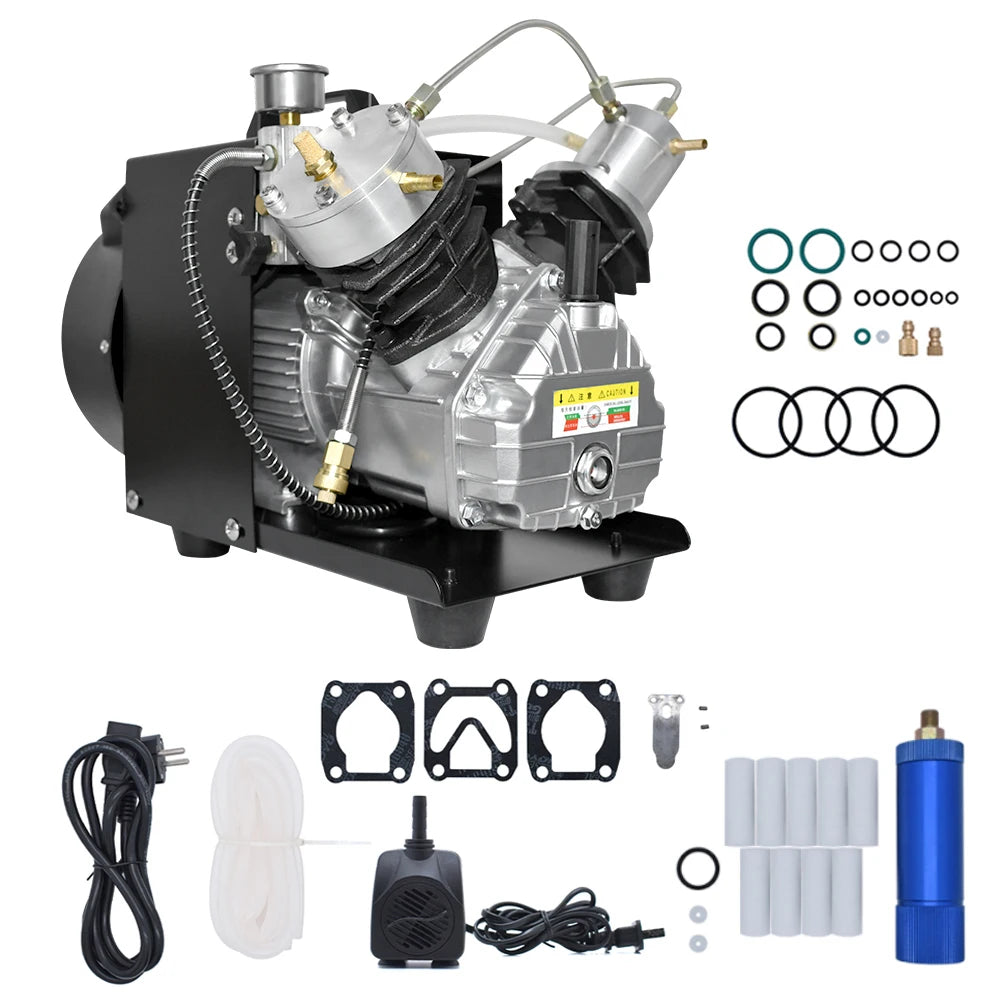 TUXING 300Bar PCP Air Compressor Double Cylinder 4500Psi Diving High Pressure Air Compressor for PCP Rifle Scuba 0-6.8L Tank