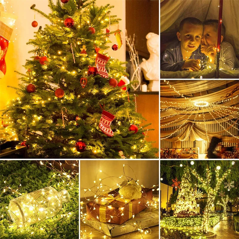 USB Led Fairy Lights Copper Wire String 1/2/3/5/10/20M 200LED Holiday Lamp Garland For Christmas Tree Wedding Party Decoration
