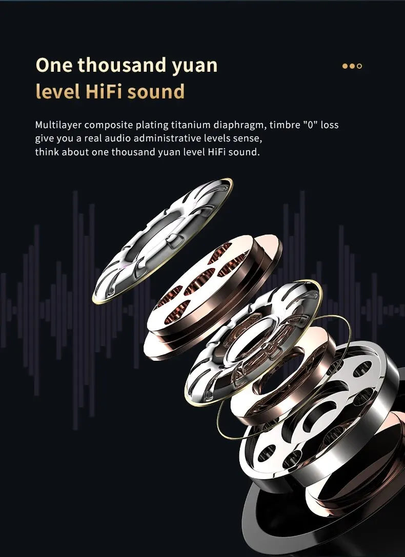 Bluetooth Earphone Headphones Mirror Wireless Stereo Headset