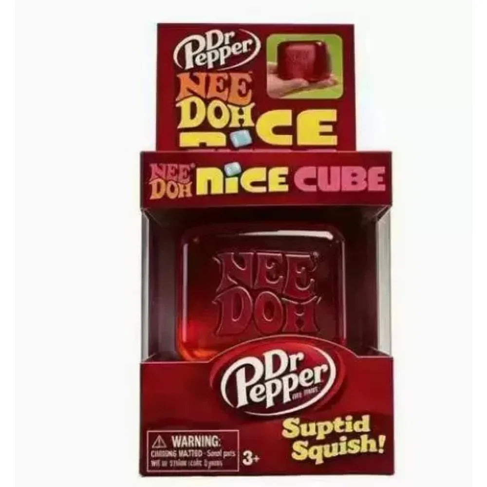 Schylling NeeDoh Nice Cube Super Squeeze Fidget Toy, Translucent Red Stress Relief Squishy Cube, BPA-Free Toy for Kids Adults