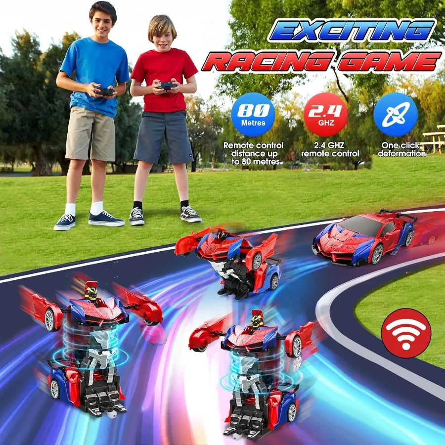 2.4GHz Deformable Spider Remote Control Car - Robot Car with Stunts, Rechargeable Battery & LED Lights, Toy Gift for Boys Girls