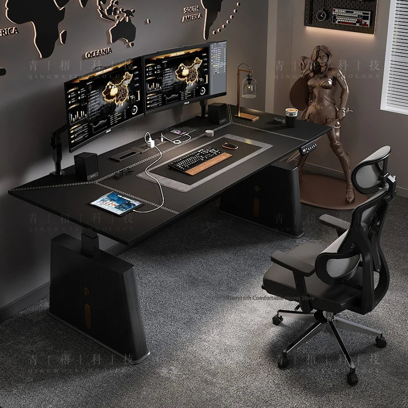 Modern Electric Height-Adjustable Desk Computer Desk Stand Office Smart Solid Wood Office Study Writing Desk Gaming Table FYCD