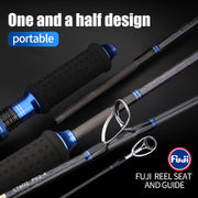 ROLLFISH Premium 2-Section Carbon Fiber Fast Jigging Rod Saltwater Deep Sea Tuna Bass Fishing Fuji Guides&Fuji Reel Seat