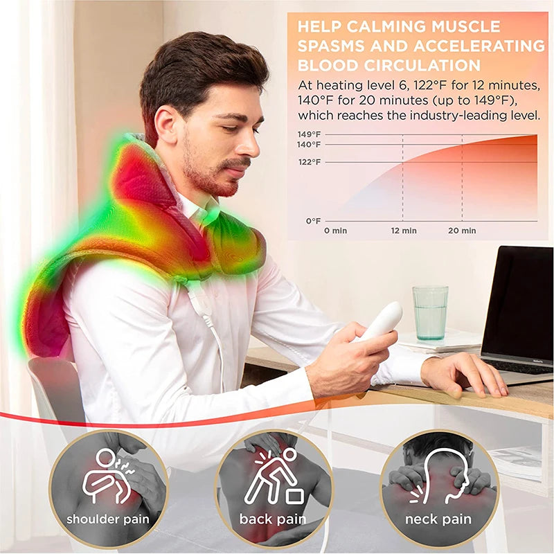 Graphene Heating Pad, Neck, Shoulder, and Back Heating Pads, 6 Heating Options,Heater Pain Relief Adjust Temperature Pads