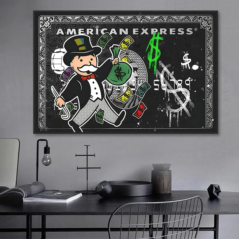 1pc frameless,Alec Monopoly Express Canvas Posters and Prints Vintage Graffiti Painting Wall Art Picture Cuadros Home Decoration