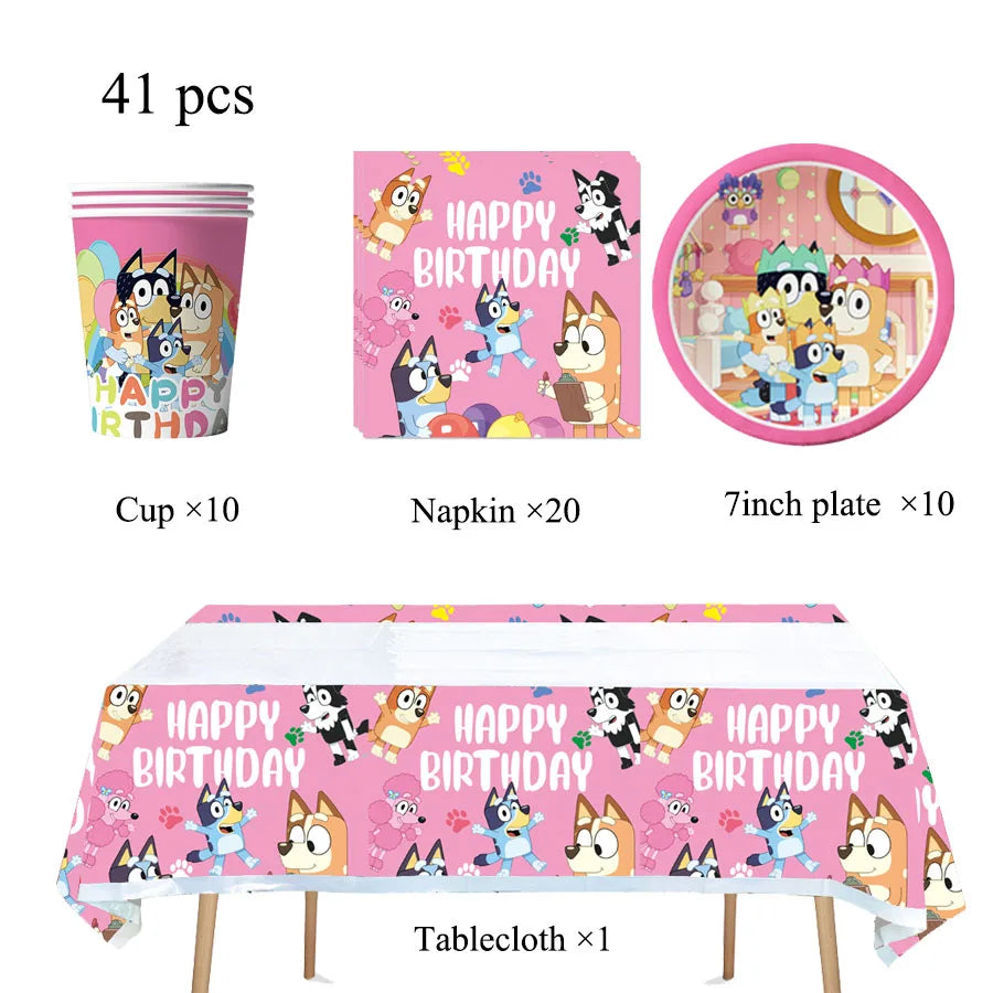 Blue dog Birthday Party Supplies Goodie Bag Stuffers Fillers Tableware Plates Cups Napkins Tablecloth Party Favor Decorations