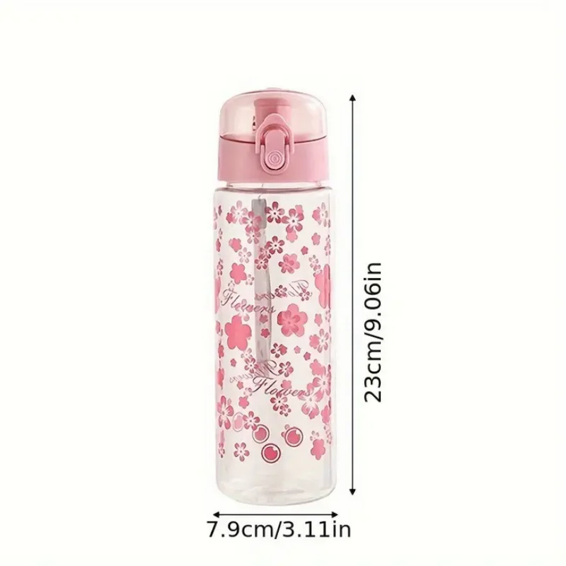 780ML Large Capacity Sports Transparent Water Bottle Leakproof Flower Plastic Drinking Bottles Outdoor Cycling Hiking Gym Jugs