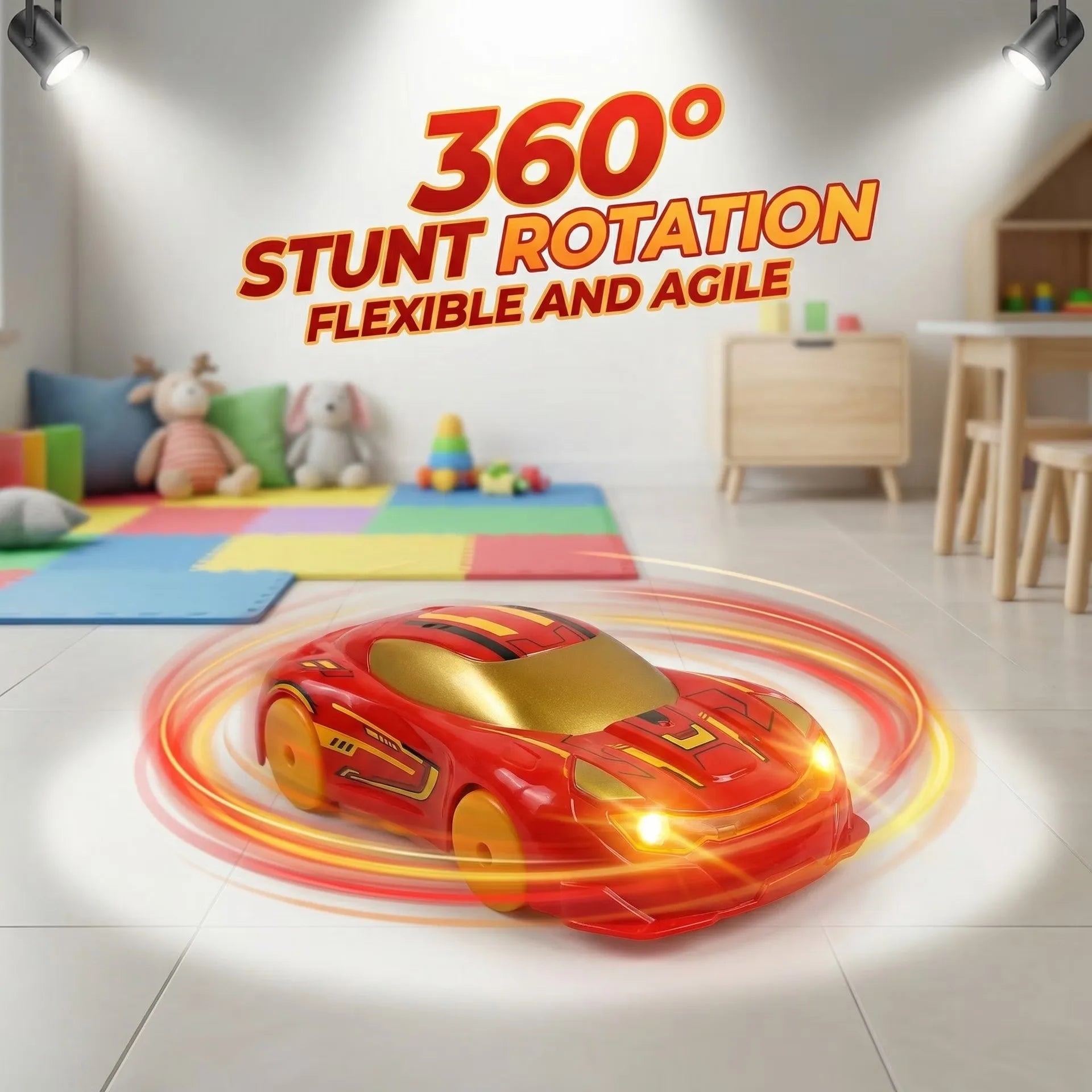 Remote Control Wall Climbing Car 2.4GHz RC Stunt Car Gravity Defying 360° Rotating LED Toy for Kids Boys Girls Birthday Gift