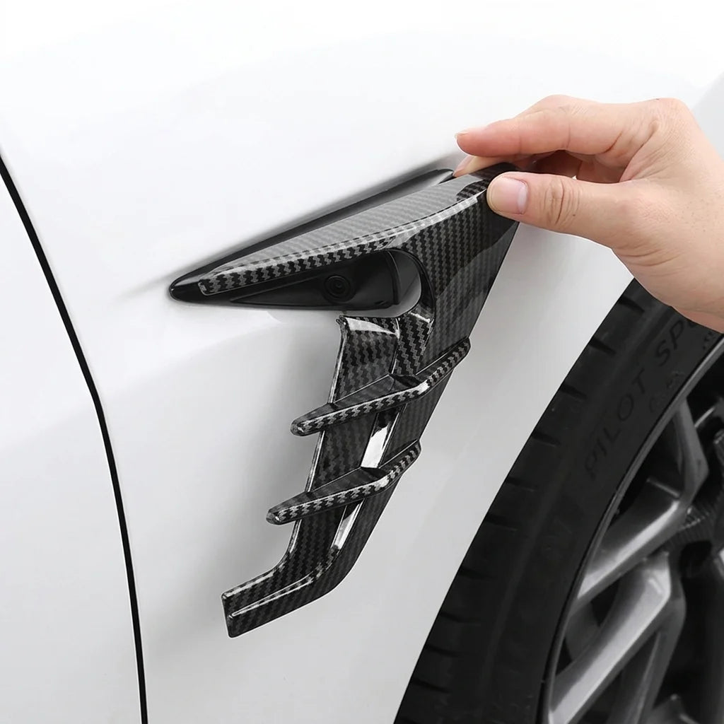 2Pcs For Tesla Model 3 Moel Y 2020-2025 Car Spoiler Dust Cover Side Camera Protection Covers Decoration Sticker Car Accessories