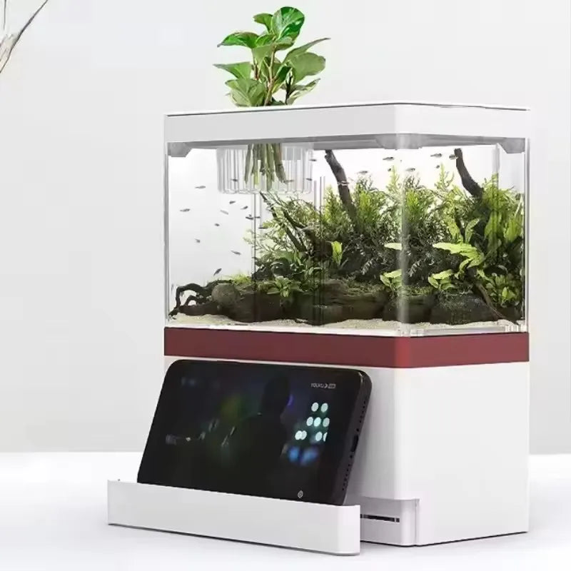 2026 mini fish tank Self circulating fish tank with charging filter desktop living room household water free ecological aquarium