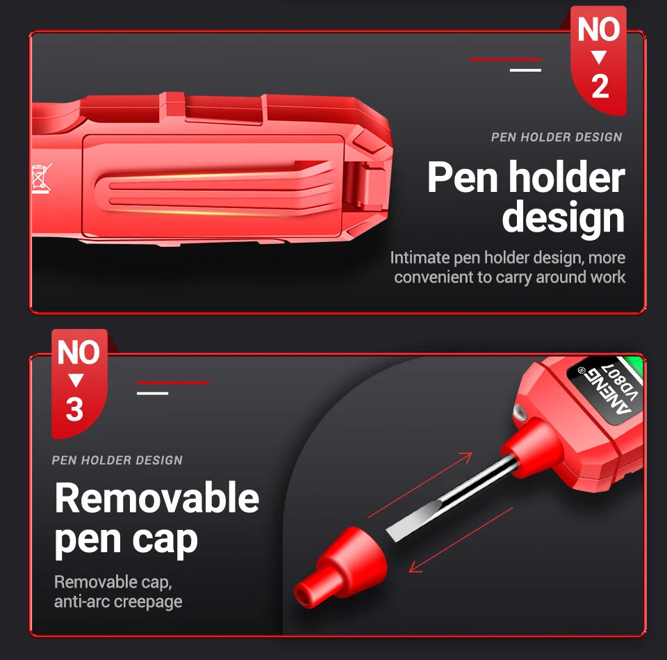 Safely detect live wires with this one-word induction portable smart electric pen tester—featuring NCV sensor and compatible with 50/60Hz for accurate, non-contact voltage testing!