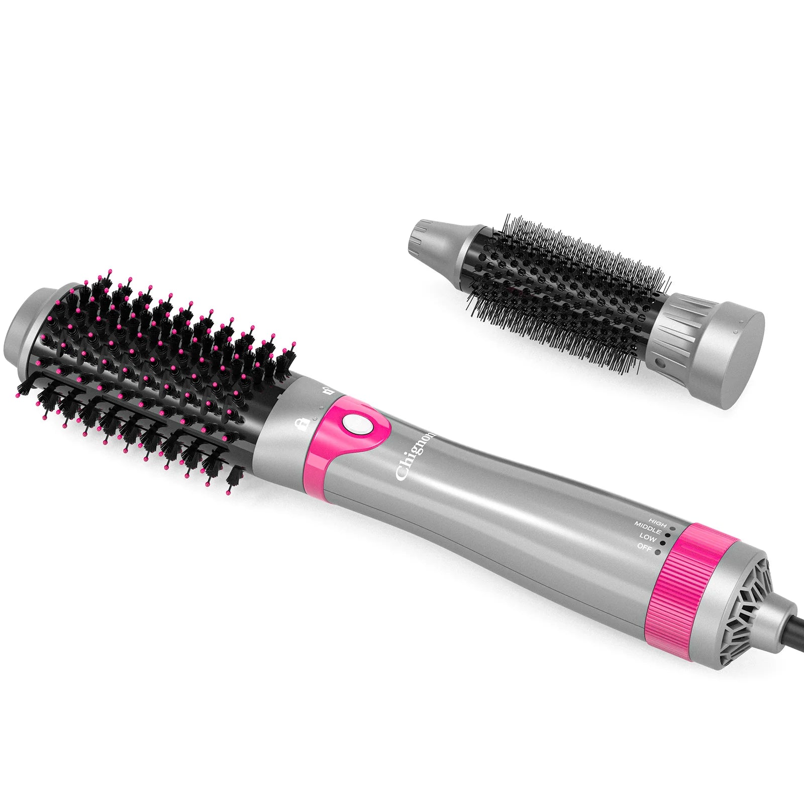 3th Hair Dryer Brush with Interchangeable Head 110V Hair Straightener Curler Comb Brush One Step Styler Volumizer Ion Blow Dryer
