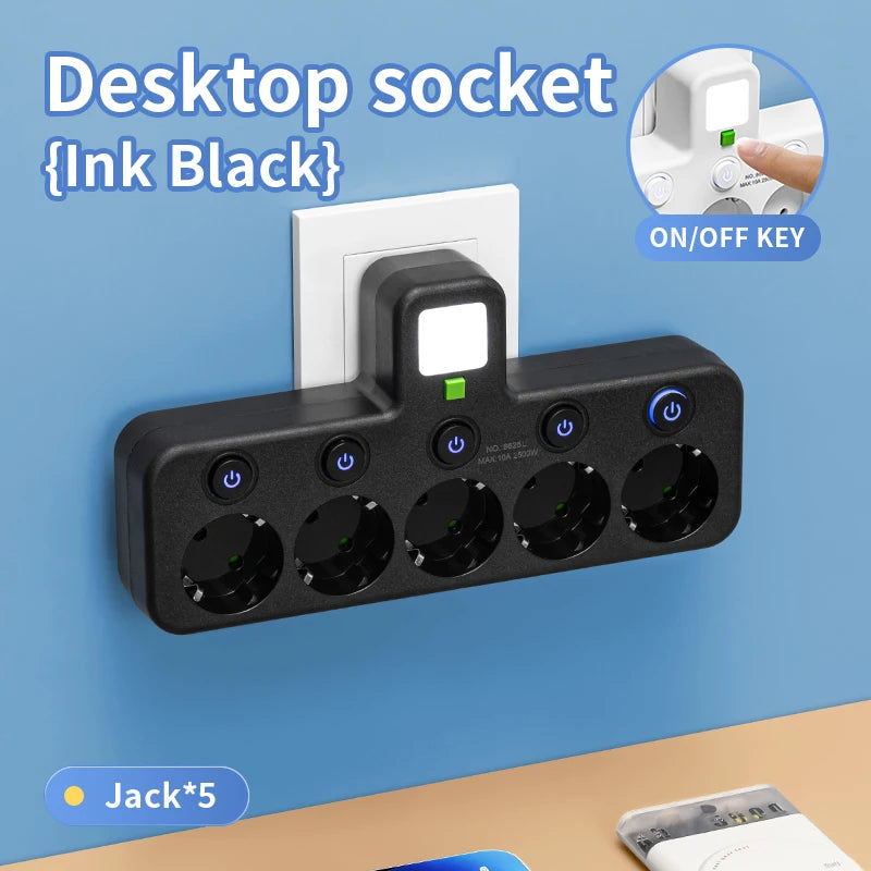 EU Plug Outlet 5 Sockets   Electrical Socket No Extension Cord With or without it  USB  Type-C Ports Two specifications