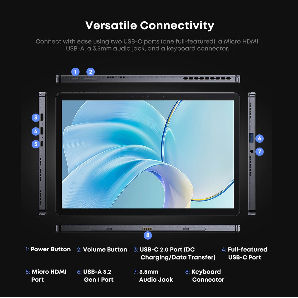 CHUWI Hi10 X1 Intel N150 2 IN 1 Windows Tablet Laptop UHD Graphics 10.1" LCD Screen 8GB DDR5 256GB SSD Tablets Windows 11 Wifi6