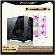 Power Train Dreamland PRO PC Gaming Case ATX MATX ITX Motherboard 360 Water-Cooled Sea View Room Double-Sided Glass Computer Cas