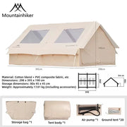 12m² The MOUNTAINHIKER Inflatable Tent, Equipped with Storage Bags and An Air Pump, Is Ideal for Outdoor Hiking Activities Tent