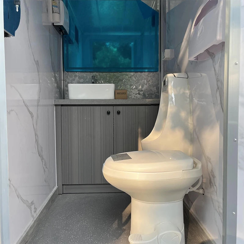 Portable Steel Mobile Bathroom Trailer Wheel Outdoor Restroom Truck Camping Shower Room Sports Venues Toilet Cart Eco-Friendly