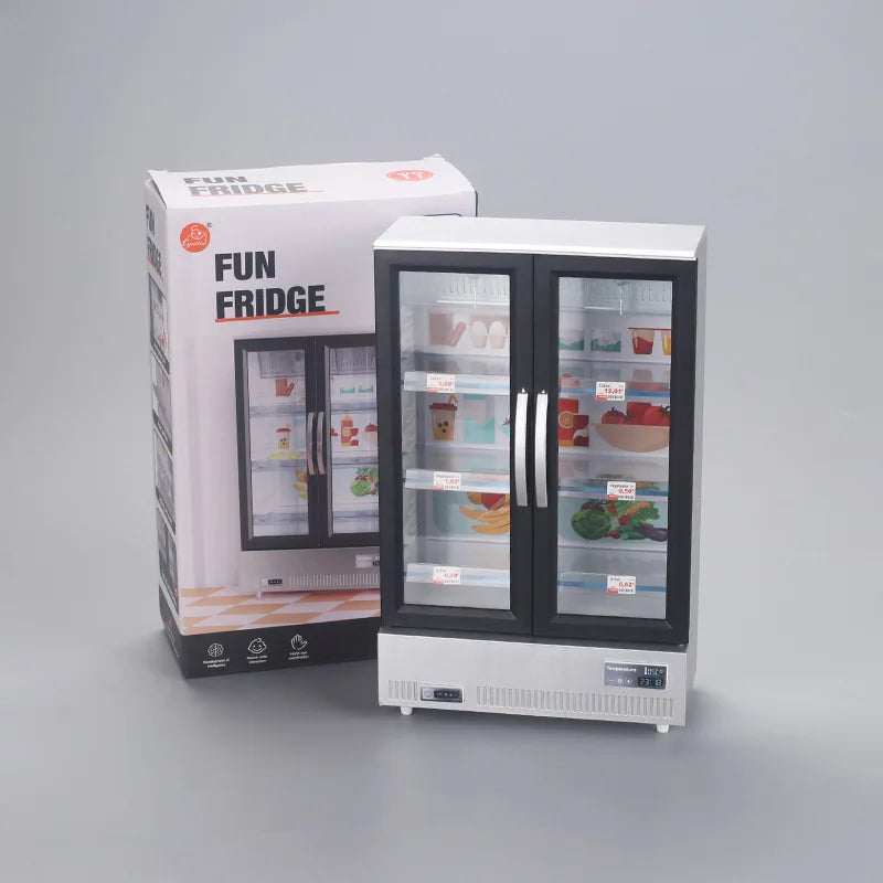Creative Mini Simulation Double-door Large Refrigerator Freezer Hot-selling Food Play Kitchen Decoration Is Small and Exquisite