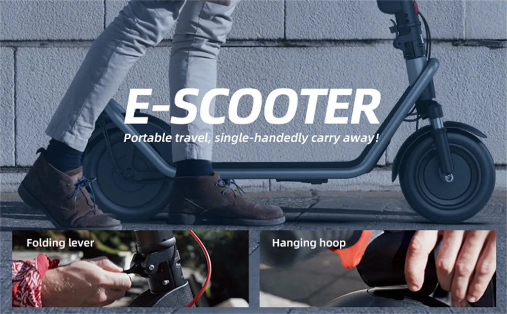 Stay on the go with this foldable 10-inch e-scooter for adults. With powerful electric features and a kick scooter design, this efficient and versatile mode of transportation is ideal for daily commutes and urban travel.