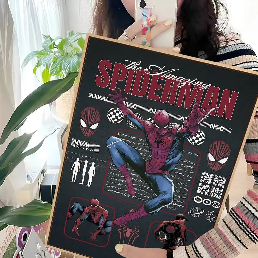 S-Spider Cartoon Man Movie Sticky Posters Whitepaper Sticker DIY Room Bar Cafe Posters Wall Stickers