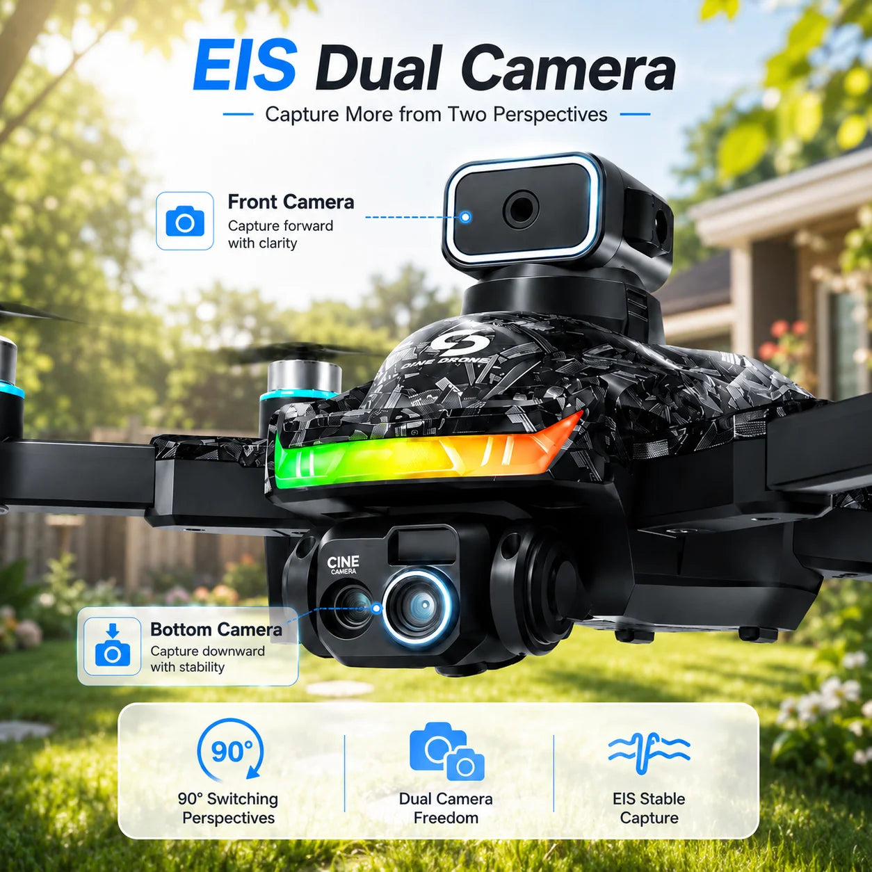 RC Drone Brushless Motor Low Noise Operation 360° Flip Dual HD Camera Smart Obstacle Avoidance Wifi 2.4G Screen Controller Drone Toy