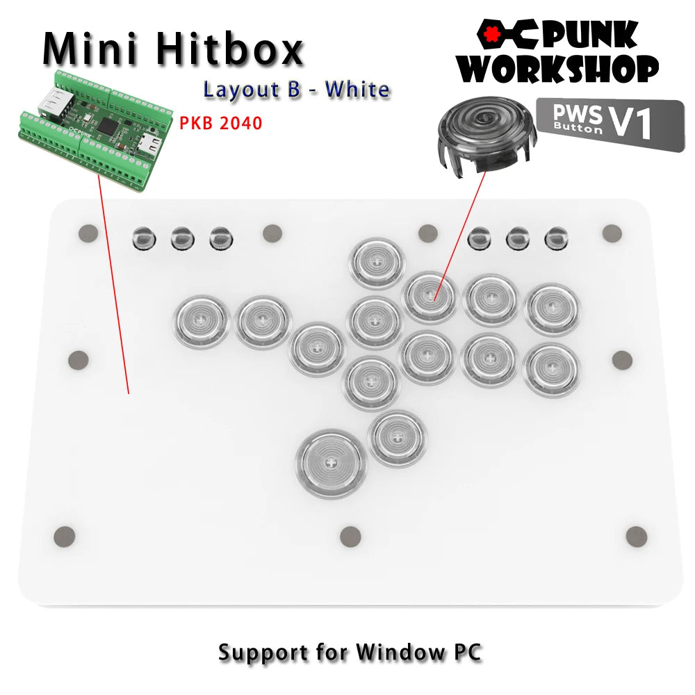 Punk Workshop Mini HitBox SOCD Fighting Stick Controller Newest Version Support Switch/PC (Windows®11 / 10) Handle Fight Console