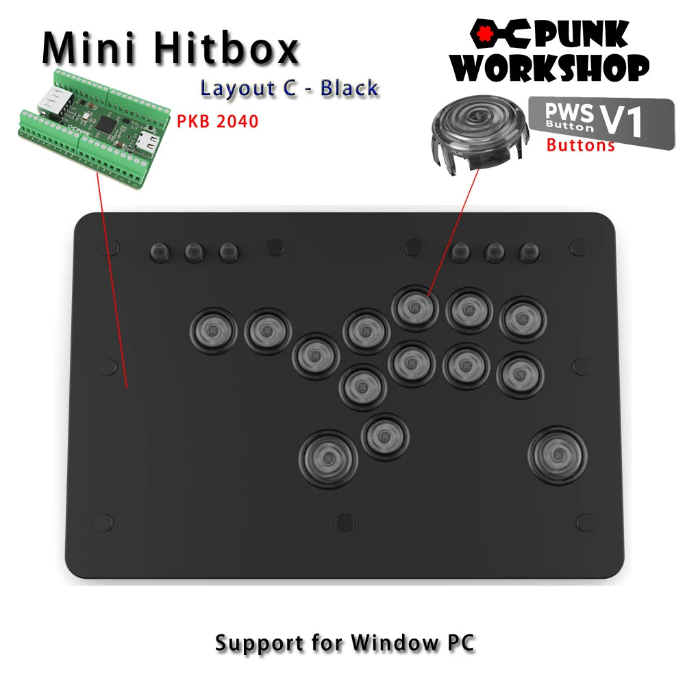 Punk Workshop Mini HitBox SOCD Fighting Stick Controller Newest Version Support Switch/PC (Windows®11 / 10) Handle Fight Console