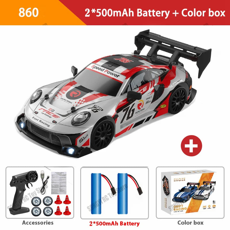 RC Drift Car 4WD Remote Control High Speed Racing Vehicle with LED Lights 2.4GHz Radio 4x4 Off-Road Truck Toy for Children Kids