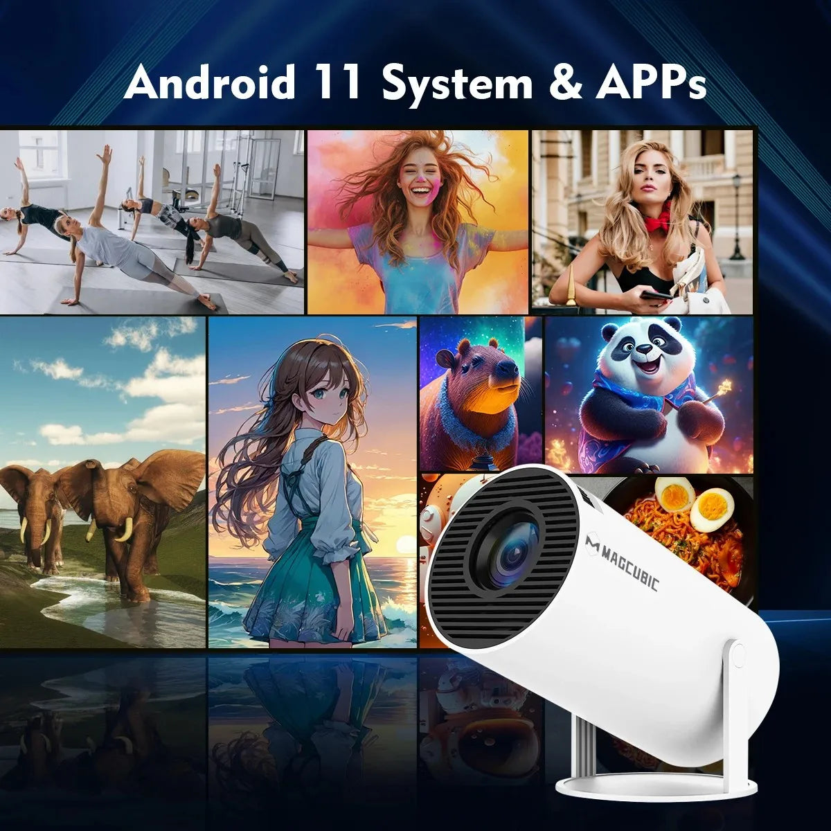 Magcubic Projector HY300 Pro 4K Android 11 Dual Wifi6 290ANSI Allwinner H713 BT5.0 1080P 1280*720P Home Cinema Outdoor Projetor