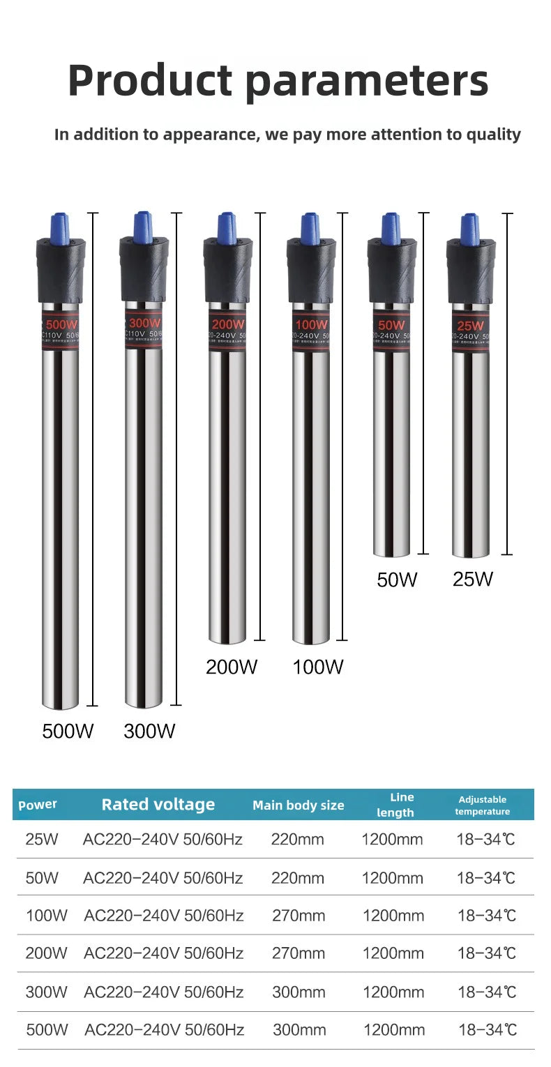 Fish tank heating rod, automatic constant temperature heater, small electric heating rod for tropical fish, aquarium heating rod