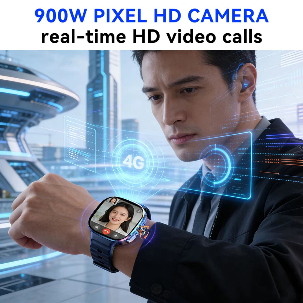 8GB+128GB RAM 4G/3G Smart Watch 2.40 inch AMOLED 2100mah Battery 900W Camera GPS WIFI Google APPS Download Smartwatch Android 10