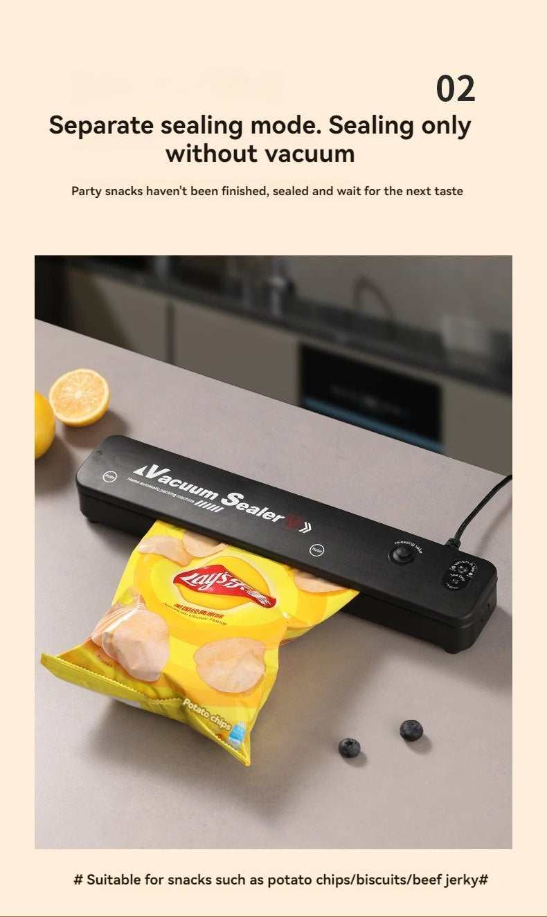 220V/110V Vacuum Sealer Packaging Machine with Free 10pcs Vacuum Bags Household Black Food Vacuum Sealer