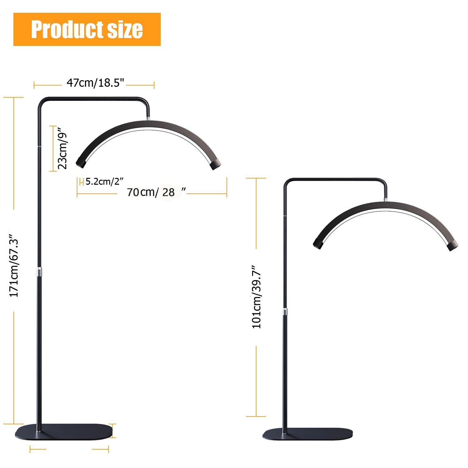 FOSOTO Photograph Led Lash Ring Light Half-Moon Light Floor Stand Eyelash Tattoo Beauty Salon Photography Live Streaming