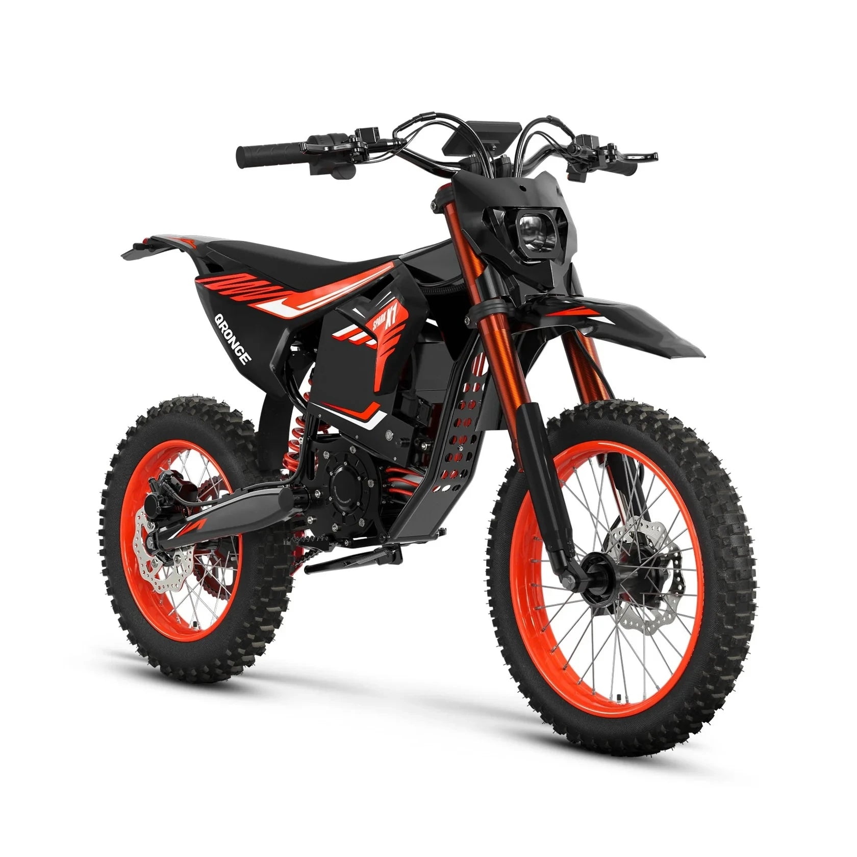 QRONGE X1 Spark L Electric Motorcycle, 4500W Peak Electric Bicycle, 60V 28.8Ah Up to 50MPH & 60 Miles Electric Dirt Bike, Full Suspension 17"/14" Off-Road Tire E-Dirt Bike for Adults Teens 1-Year Warranty